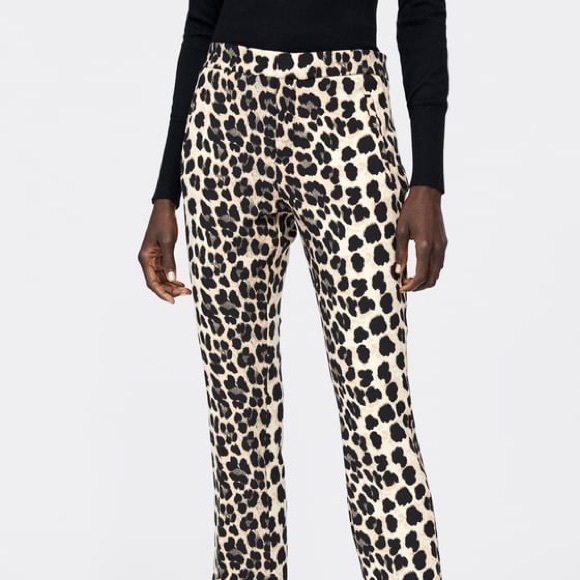 Zara animal print flare crop pants - Picture 2 of 6